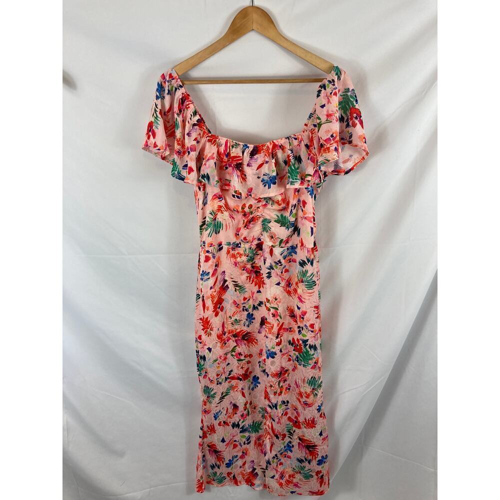 NWOT NSR Floral off shoulder ruched front dress size XL